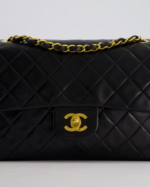 *AMAZING CONDITION* Chanel Black Vintage Classic Medium Double Flap Bag in Lambskin Leather with 24K Gold Hardware