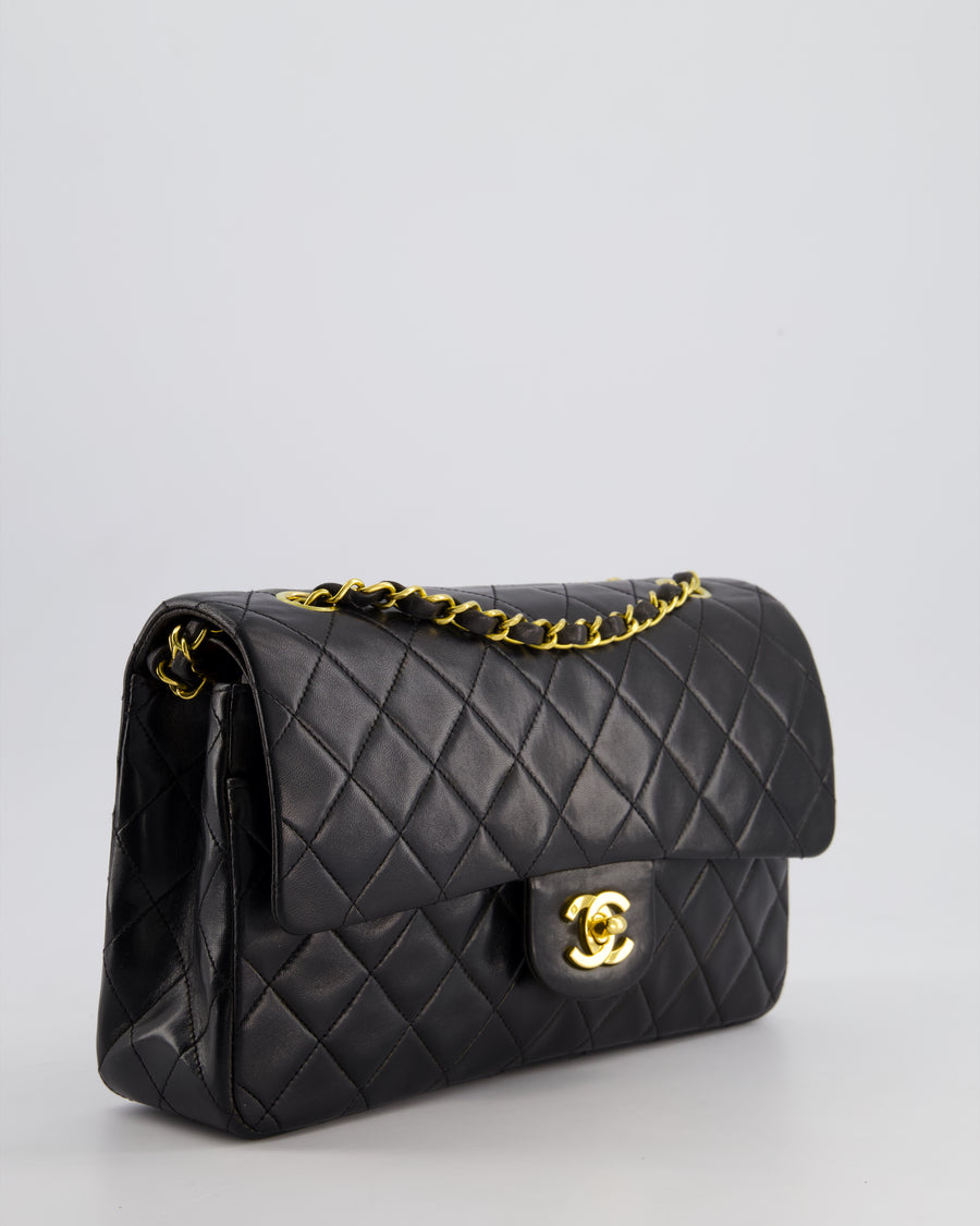 *AMAZING CONDITION* Chanel Black Vintage Classic Medium Double Flap Bag in Lambskin Leather with 24K Gold Hardware