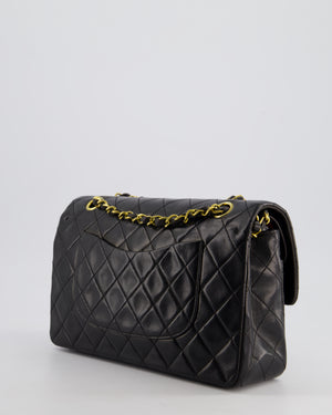 *AMAZING CONDITION* Chanel Black Vintage Classic Medium Double Flap Bag in Lambskin Leather with 24K Gold Hardware