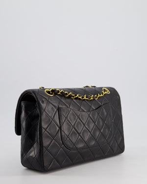 *AMAZING CONDITION* Chanel Black Vintage Classic Medium Double Flap Bag in Lambskin Leather with 24K Gold Hardware