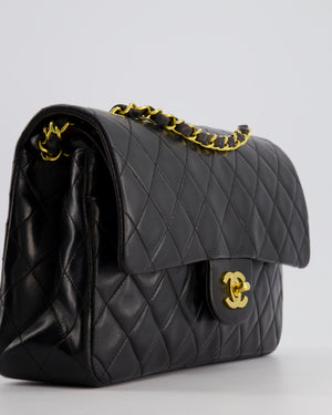 *AMAZING CONDITION* Chanel Black Vintage Classic Medium Double Flap Bag in Lambskin Leather with 24K Gold Hardware