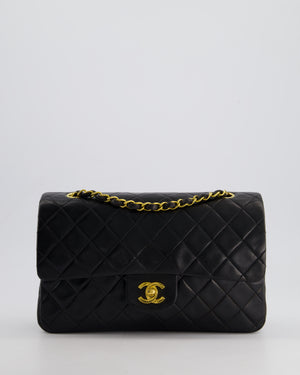 *AMAZING CONDITION* Chanel Black Vintage Classic Medium Double Flap Bag in Lambskin Leather with 24K Gold Hardware