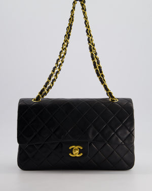 *AMAZING CONDITION* Chanel Black Vintage Classic Medium Double Flap Bag in Lambskin Leather with 24K Gold Hardware