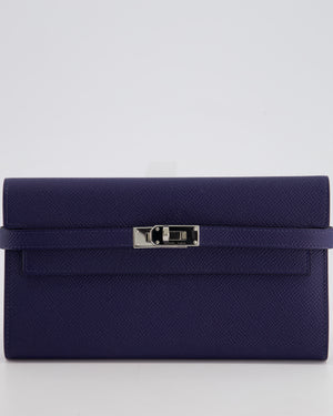 Hermès Kelly Wallet in Blue Saphir Epsom Leather with Palladium Hardware