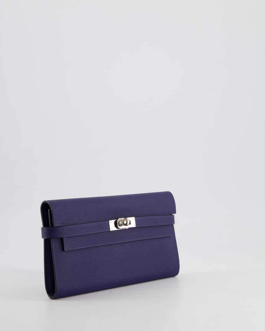 Hermès Kelly Wallet in Blue Saphir Epsom Leather with Palladium Hardware