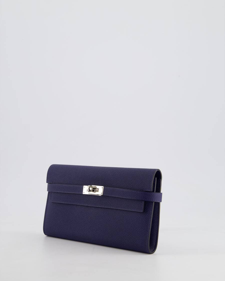 Hermès Kelly Wallet in Blue Saphir Epsom Leather with Palladium Hardware