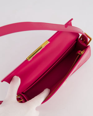 Christian Dior Fuchsia Miss Dior Flap Shoulder Bag in Patent Calfskin Leather with Gold Hardware RRP £3100