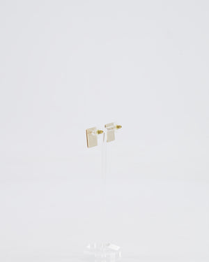 Chanel Gold and Black Enamel Square CC Logo Earrings