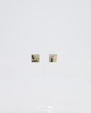 Chanel Gold and Black Enamel Square CC Logo Earrings