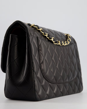 *FIRE PRICE* Chanel Black Jumbo Classic Double Flap Bag in Lambskin Leather with Gold Hardware