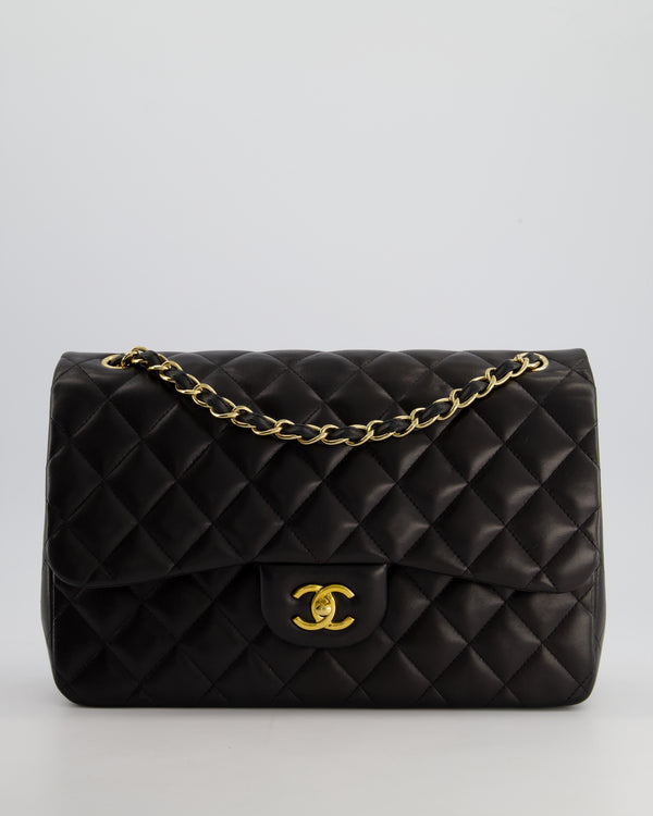 *FIRE PRICE* Chanel Black Jumbo Classic Double Flap Bag in Lambskin Leather with Gold Hardware