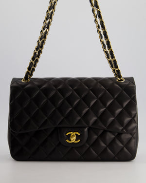 *FIRE PRICE* Chanel Black Jumbo Classic Double Flap Bag in Lambskin Leather with Gold Hardware