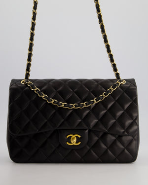 *FIRE PRICE* Chanel Black Jumbo Classic Double Flap Bag in Lambskin Leather with Gold Hardware