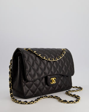 *FIRE PRICE* Chanel Black Jumbo Classic Double Flap Bag in Lambskin Leather with Gold Hardware