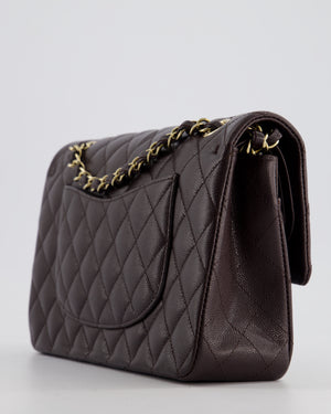 *SUPER HOT* Chanel Dark Burgundy Medium Classic Double Flap Bag in Caviar Leather with Champagne Gold Hardware