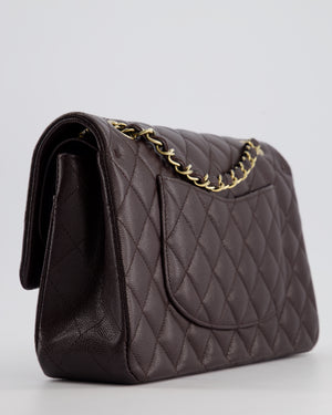 *SUPER HOT* Chanel Dark Burgundy Medium Classic Double Flap Bag in Caviar Leather with Champagne Gold Hardware