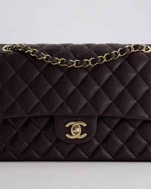 *SUPER HOT* Chanel Dark Burgundy Medium Classic Double Flap Bag in Caviar Leather with Champagne Gold Hardware