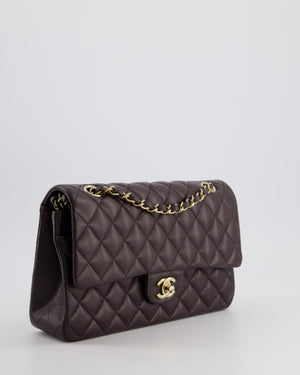 *SUPER HOT* Chanel Dark Burgundy Medium Classic Double Flap Bag in Caviar Leather with Champagne Gold Hardware