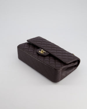 *SUPER HOT* Chanel Dark Burgundy Medium Classic Double Flap Bag in Caviar Leather with Champagne Gold Hardware