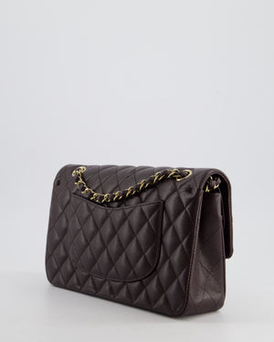 *SUPER HOT* Chanel Dark Burgundy Medium Classic Double Flap Bag in Caviar Leather with Champagne Gold Hardware