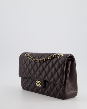 *SUPER HOT* Chanel Dark Burgundy Medium Classic Double Flap Bag in Caviar Leather with Champagne Gold Hardware