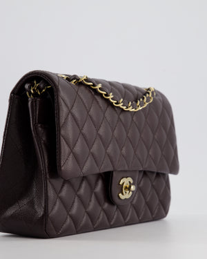 *SUPER HOT* Chanel Dark Burgundy Medium Classic Double Flap Bag in Caviar Leather with Champagne Gold Hardware