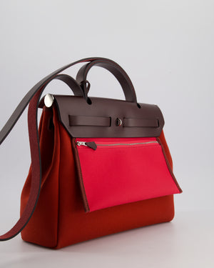 Hermès Herbag Zip Retourne Verso 31 Bag in Cuivre and Mécano Toile Officier Canvas, Rouge Sellier Vache Hunter Leather with Palladium Hardware