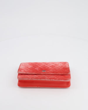 Chanel Orange Velvet Wallet on Chain Bag with Silver Hardware