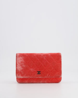 Chanel Orange Velvet Wallet on Chain Bag with Silver Hardware