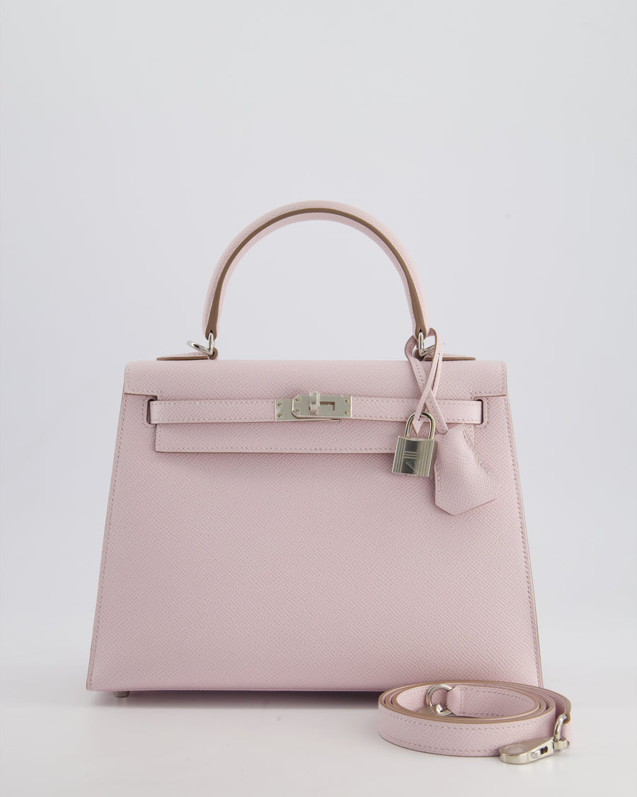 *RARE* Hermès Kelly 25cm Bag in Mauve Pale Epsom Leather with Palladium Hardware