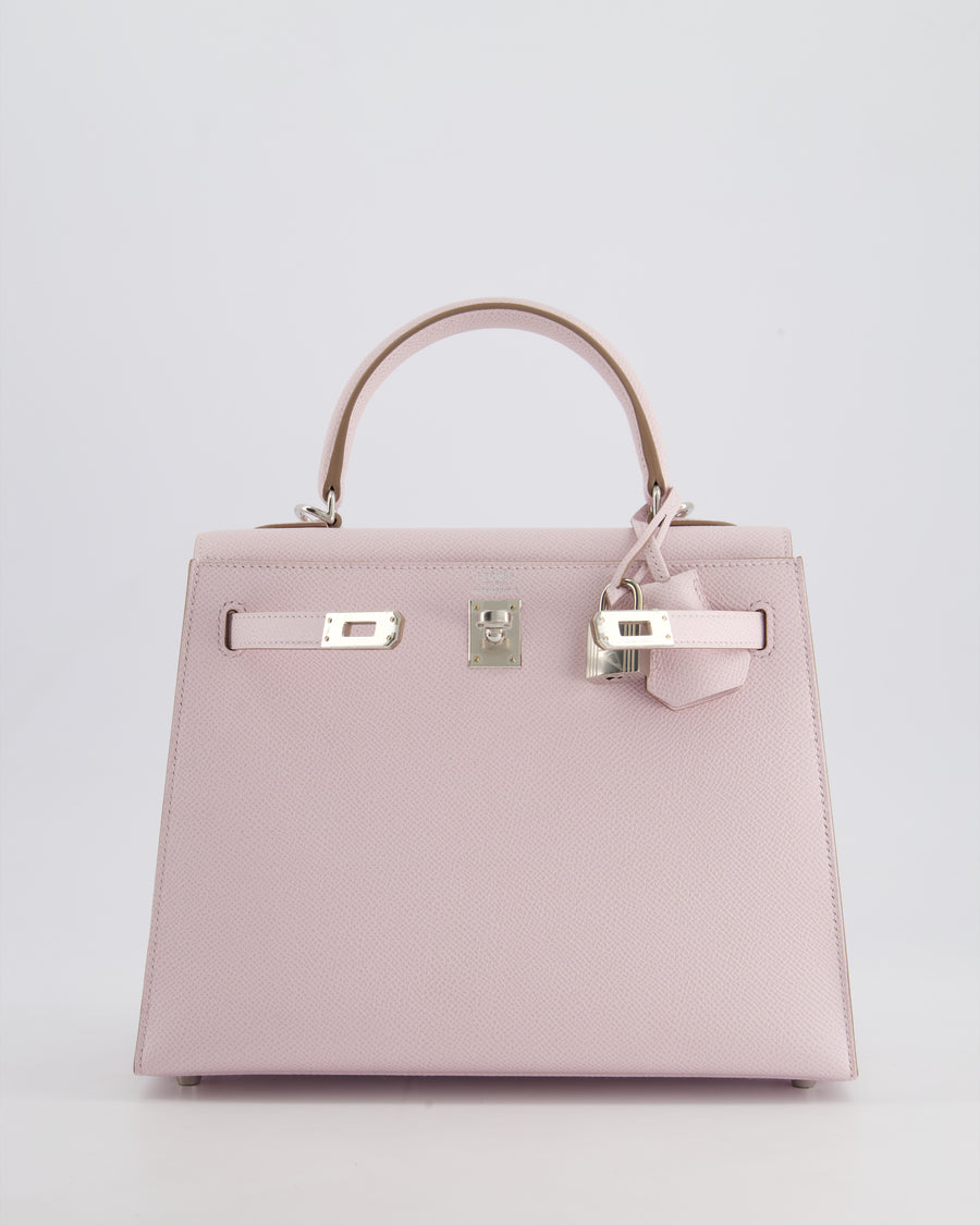 *RARE* Hermès Kelly 25cm Bag in Mauve Pale Epsom Leather with Palladium Hardware