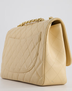 *FIRE PRICE* Chanel Beige Jumbo Classic Single Flap Bag in Caviar Leather with Gold Hardwar