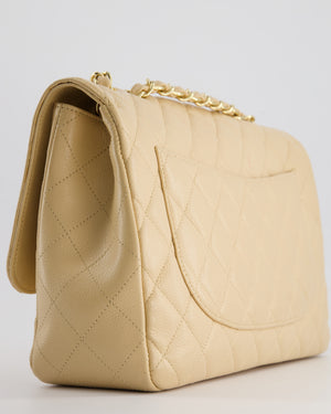 *FIRE PRICE* Chanel Beige Jumbo Classic Single Flap Bag in Caviar Leather with Gold Hardwar