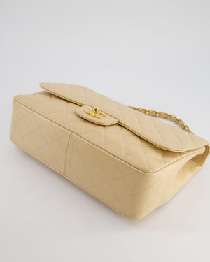 *FIRE PRICE* Chanel Beige Jumbo Classic Single Flap Bag in Caviar Leather with Gold Hardwar