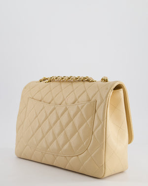 *FIRE PRICE* Chanel Beige Jumbo Classic Single Flap Bag in Caviar Leather with Gold Hardwar