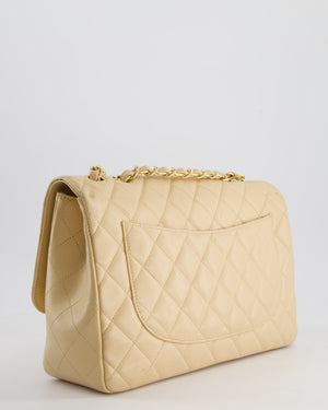 *FIRE PRICE* Chanel Beige Jumbo Classic Single Flap Bag in Caviar Leather with Gold Hardwar