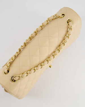 Chanel Beige Jumbo Classic Double Flap Bag in Caviar Leather with Gold Hardware