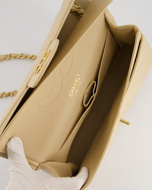 Chanel Beige Jumbo Classic Double Flap Bag in Caviar Leather with Gold Hardware