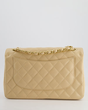 Chanel Beige Jumbo Classic Double Flap Bag in Caviar Leather with Gold Hardware