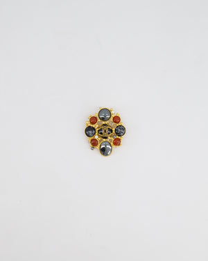 Chanel Antique Gold Brooch with Pearls and Crystal Detail