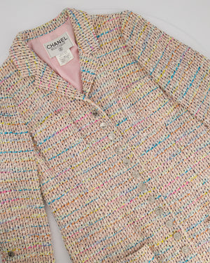 Chanel 96P Pink and Multicolour Tweed Jacket and Skirt Set Silk Two-Piece Top and Skirt Set Size FR 42 (UK 14)