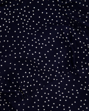 Magda Butrym Navy and White Long Sleeve Polka Dot Silk Blouse with High Neck and Back Tie Size FR 34 (UK 6)