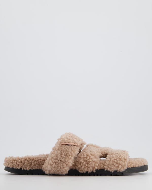 *FIRE PRICE* Hermès Blush Pink Teddy Shearling Chypre Sandals Size EU 39