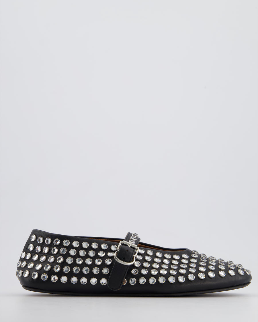 Alaïa Black Ballet Flats with Crystal Studs Size EU 39