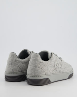 Chanel Grey Wool Lace Up Trainers with Logo Size EU 39