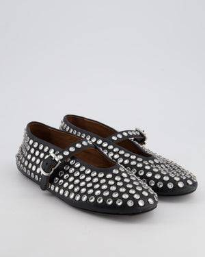 Alaïa Black Ballet Flats with Crystal Studs Size EU 39