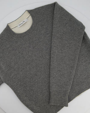 Christian Dior Grey Cashmere J'adior Sweater with Logo Detail Size FR 36 (UK 8) RRP £1700