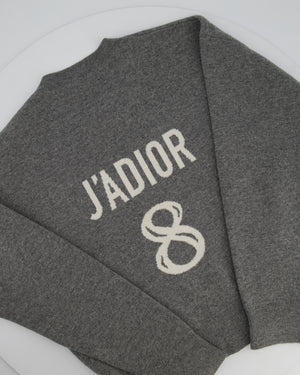 Christian Dior Grey Cashmere J'adior Sweater with Logo Detail Size FR 36 (UK 8) RRP £1700