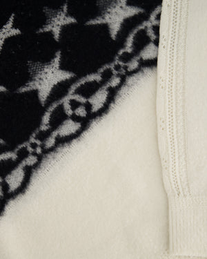 Chanel White and Black Cashmere Blend Jumper With Stars and CC Print Size FR 36 (UK 8) RRP £2440