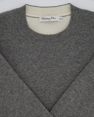 Christian Dior Grey Cashmere J'adior Sweater with Logo Detail Size FR 36 (UK 8) RRP £1700